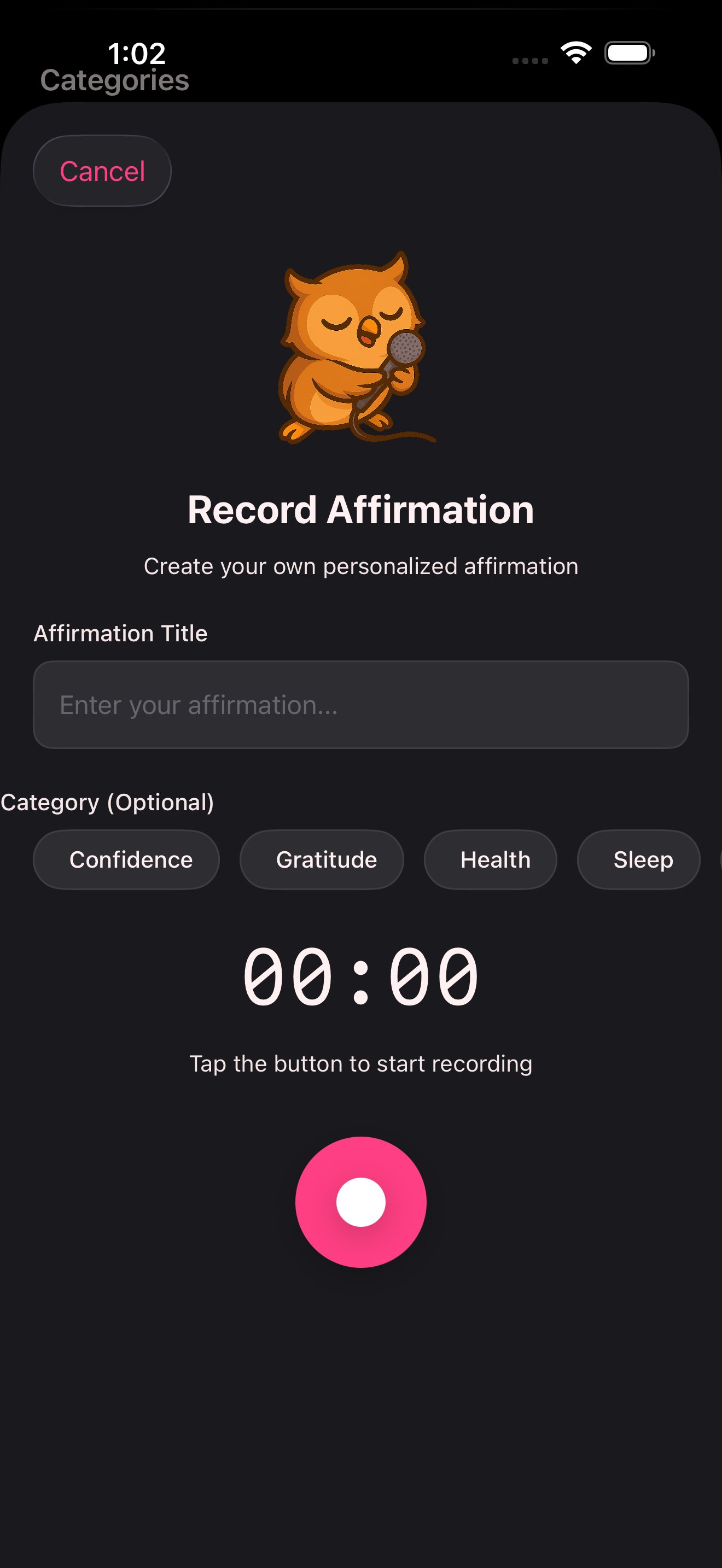 Sova Record Your Own Affirmation